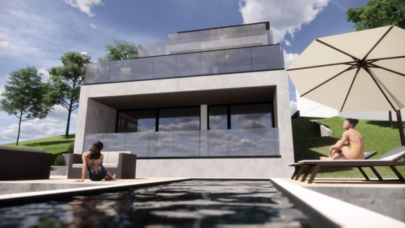 Casa deosebita cu panorama splendida asupra orasului, proiect futurist, piscina