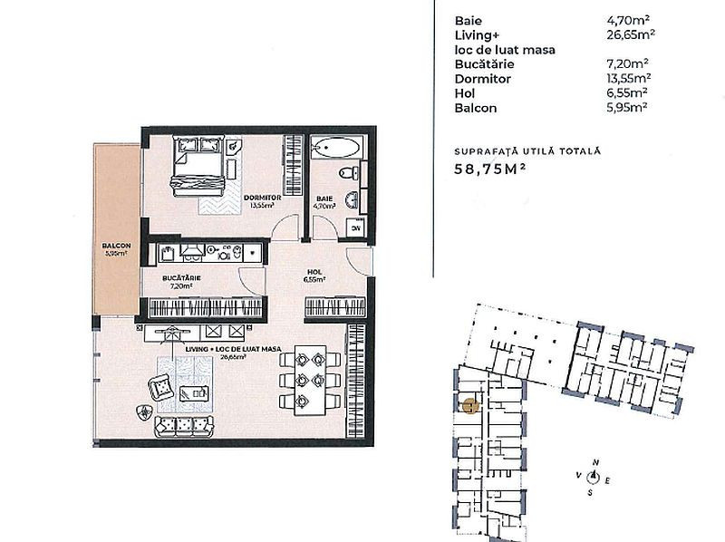 Apartament 2 camere decomandate In proiect nou, aproape de Kaufland Marasti