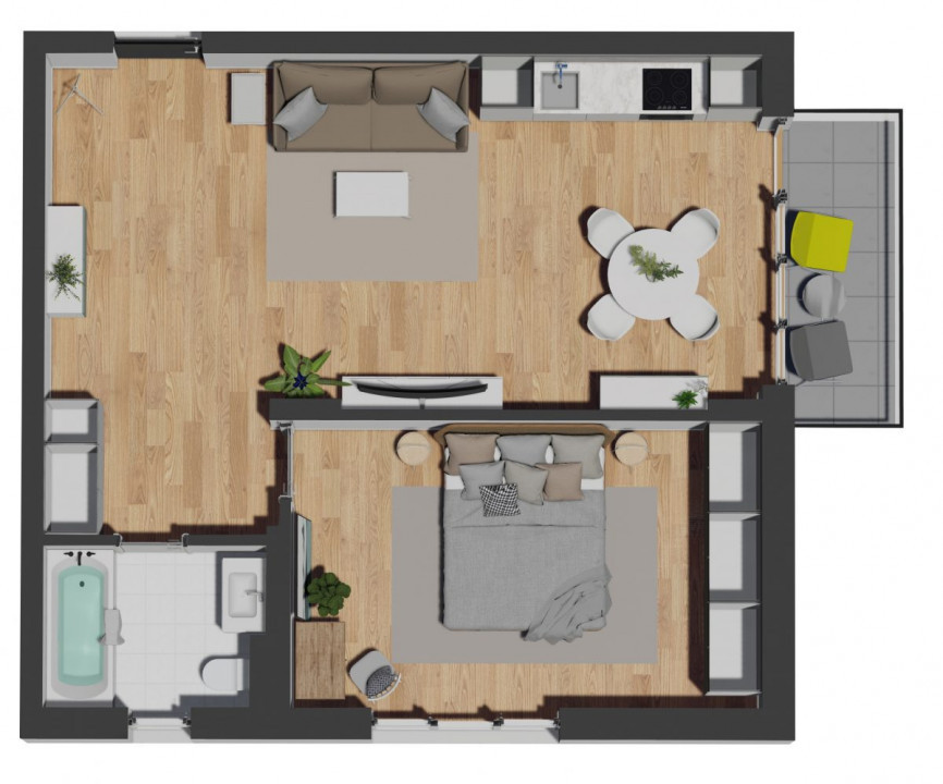Apartament 2 camere zona Vivo!, 58 mp utili, etaj 1, semifinisat