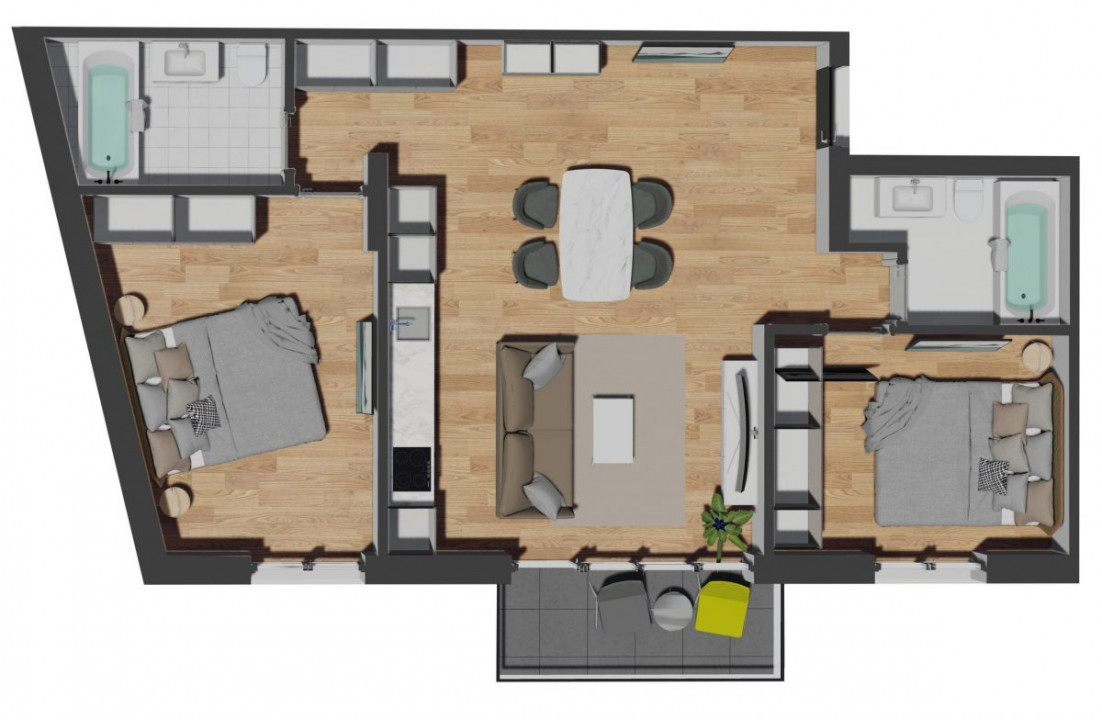 Apartament 3 camere Floresti, 68 mp utili, semifinisat, zona Vivo!
