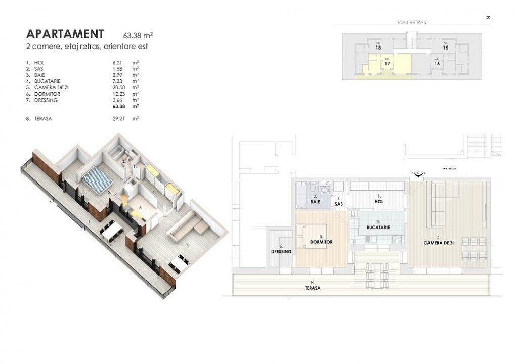 2 camere Floresti, 64 mp utili, terasa 30 mp, finisat, parcare, comision 0!