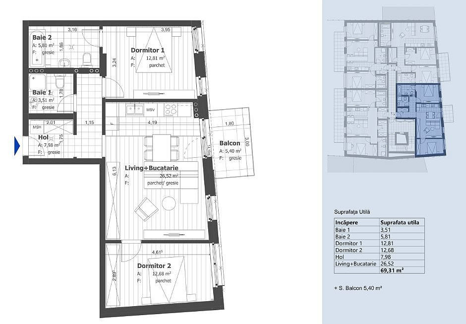 Apartament 3 camere Central, 69 mp, imobil SMART, comision 0!