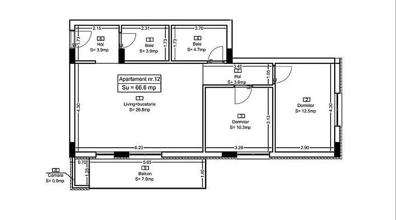 Apartament 3 camere Floresti, 67 mp utili, balcon 8 mp, finisat!