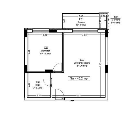 Apartament 2 camere cu CF, Floresti, 45 mp, finisat modern