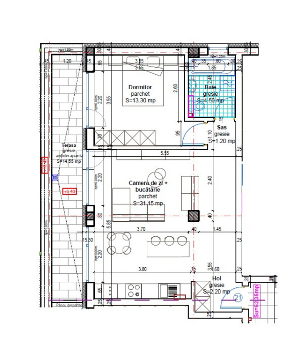 Oportunitate! Apartament 2 camere, 52 mp, terasa 15 mp, ansamblu nou Baciu
