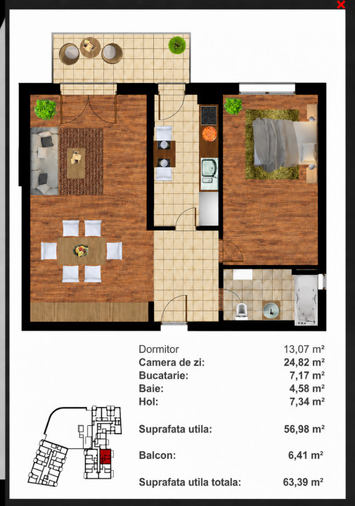 Apartament Ideal pentru zona Corporate în Platinia-str. Constanța