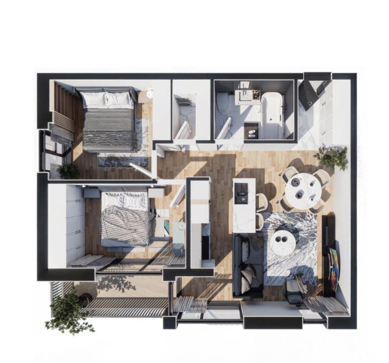 Oportunitate! Apartament 3 cam, 66.3 mp utili, Baciu, imobil nou, există CF!